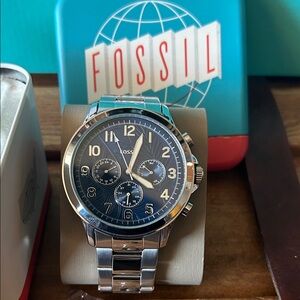 Fossil Silver and Blue Men's Watch